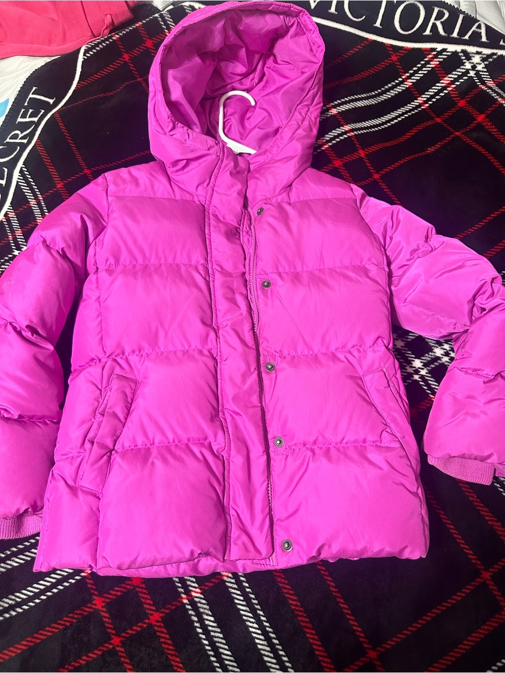 GAP Bright Pink Hooded Puffer Coat